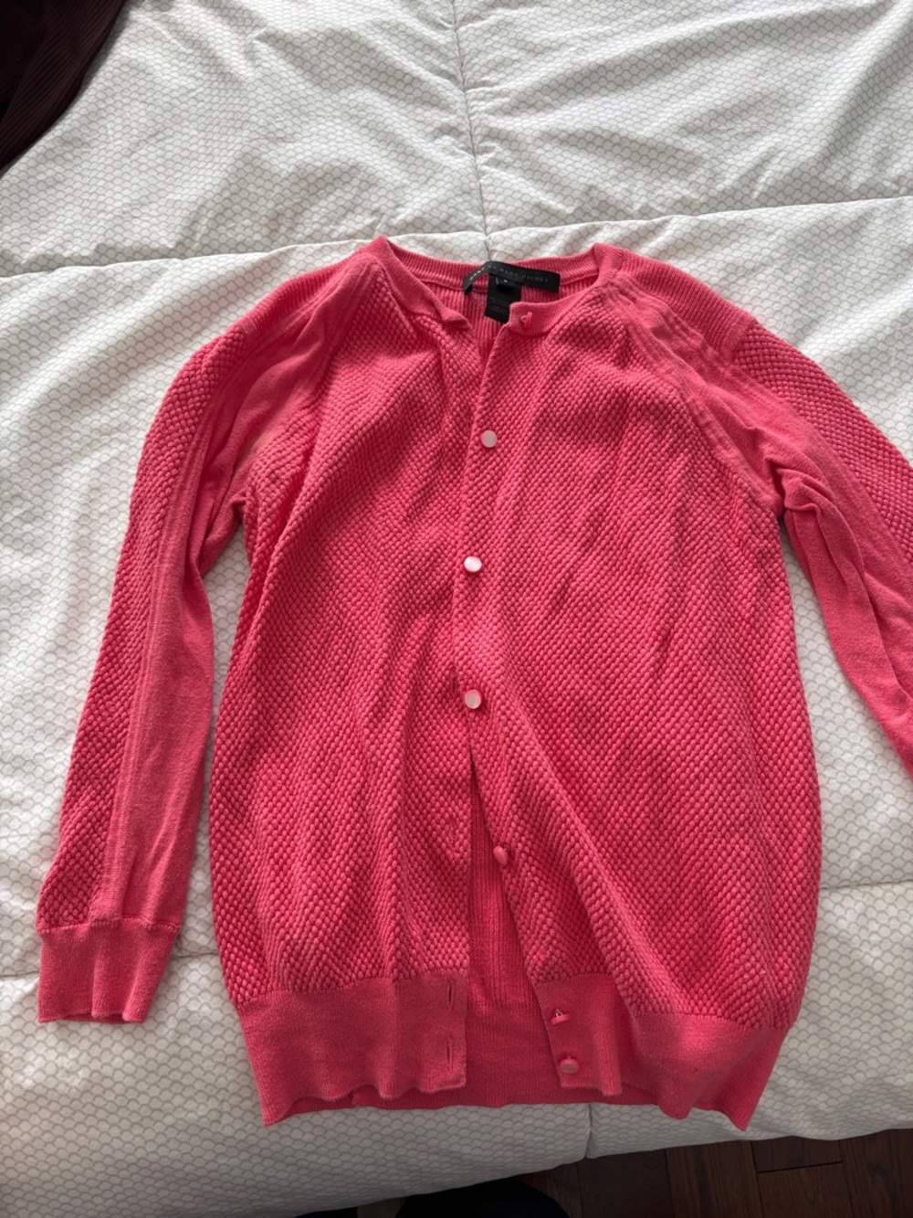 Marc By Marc Jacobs Coral Pink Button-Front Textured Cardigan